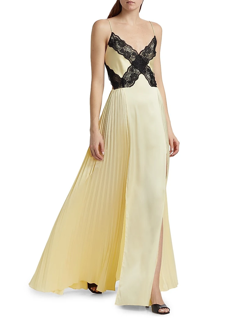 Satin Lace Maxi Dress