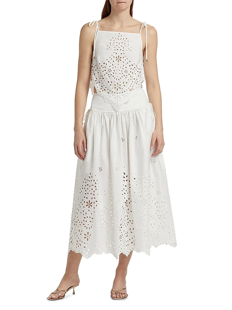 Embroidered Eyelet Cotton Top