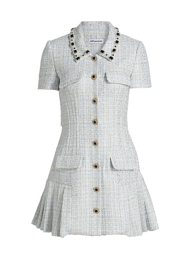 Diamanté-Embellished Bouclé Minidress