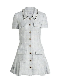 Diamanté-Embellished Bouclé Minidress