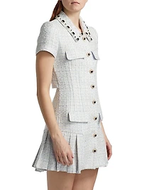 Diamanté-Embellished Bouclé Minidress