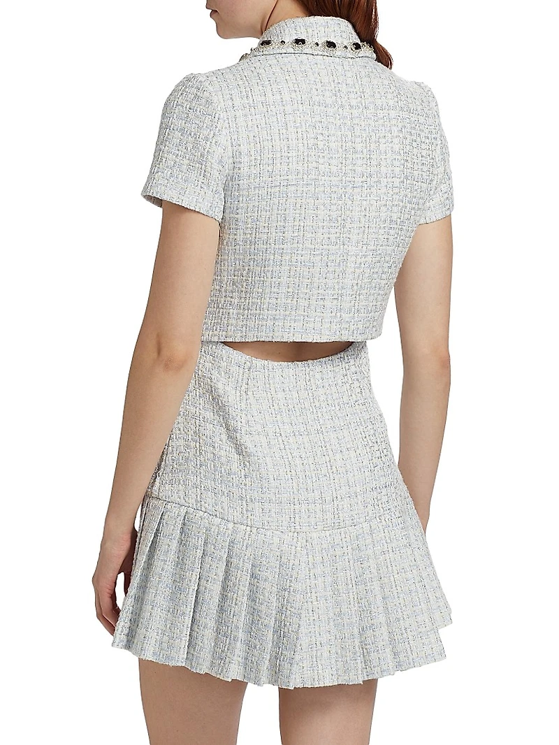 Diamanté-Embellished Bouclé Minidress