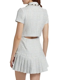 Diamanté-Embellished Bouclé Minidress