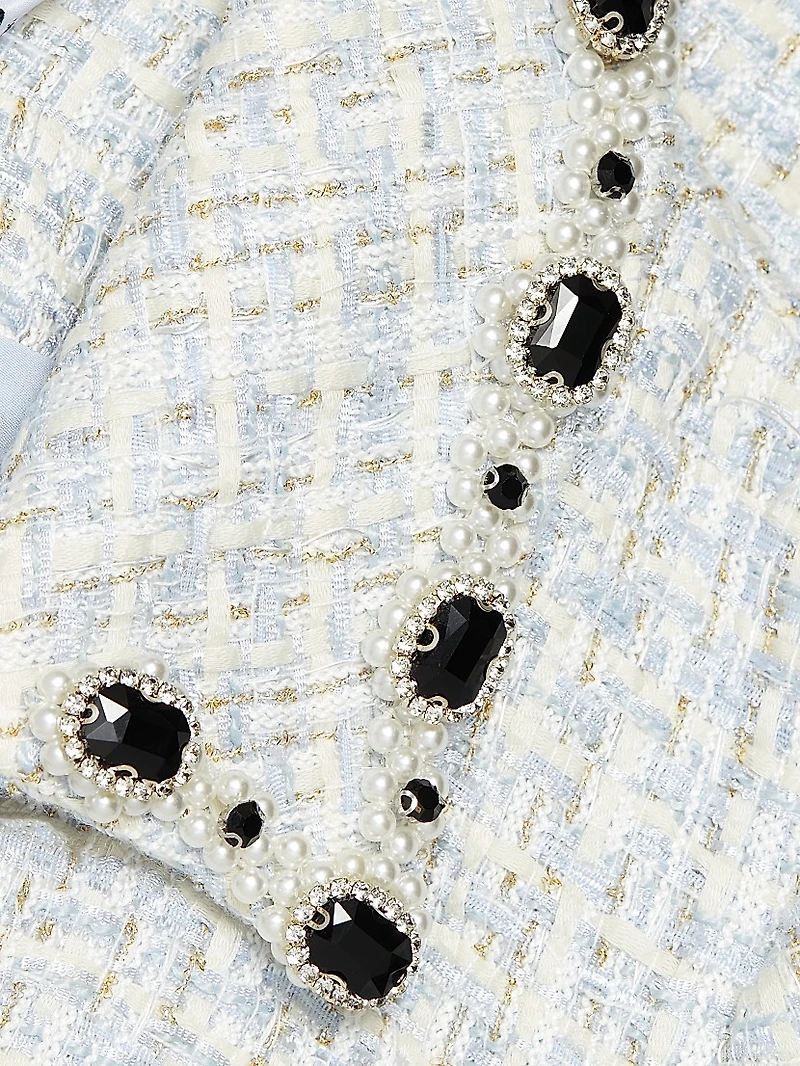 Diamanté-Embellished Bouclé Minidress