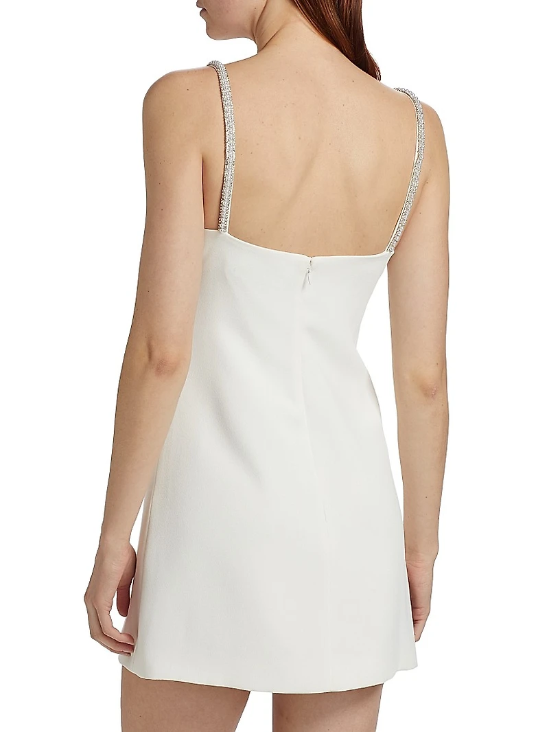 Pearl Bow Cut-Out Crepe Minidress