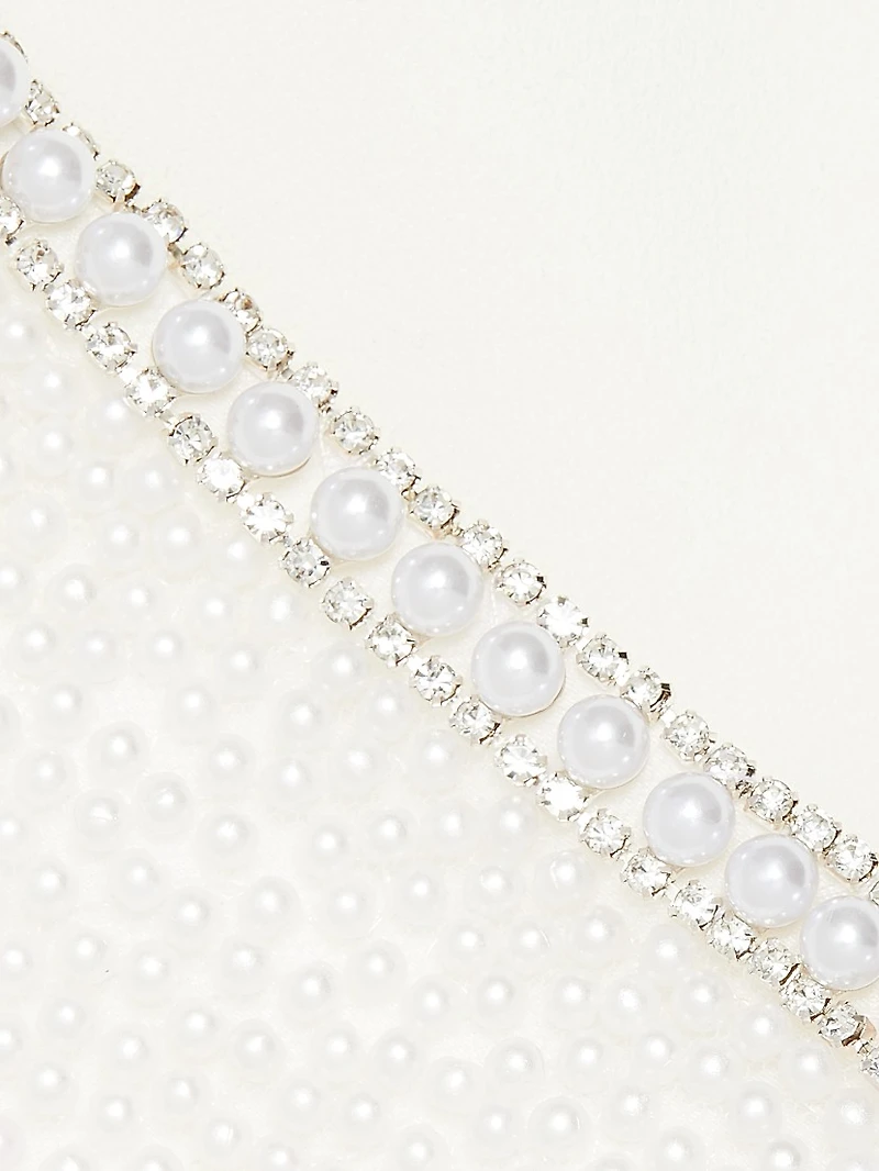 Pearl Bow Cut-Out Crepe Minidress