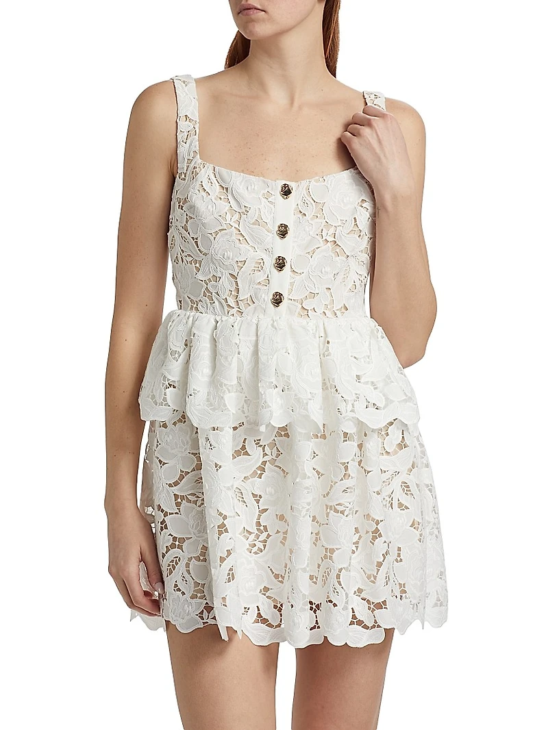 Lace Tiered Peplum A-Line Minidress