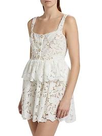 Lace Tiered Peplum A-Line Minidress