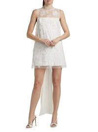 Embellished Tulle & Satin Bow Minidress
