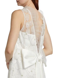 Embellished Tulle & Satin Bow Minidress