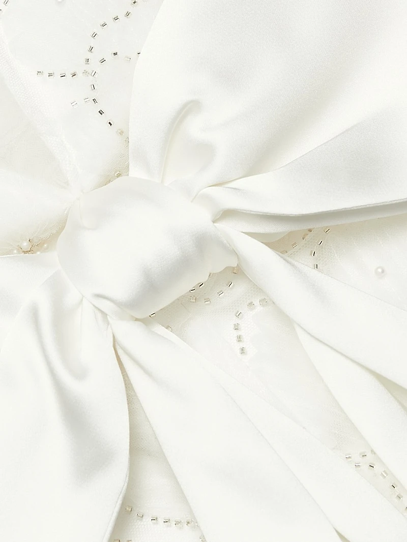Embellished Tulle & Satin Bow Minidress