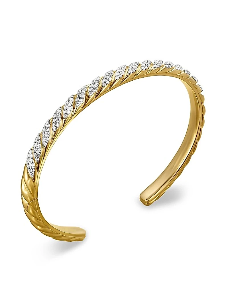 Sculpted Cable Cuff Bracelet in 18K Yellow Gold