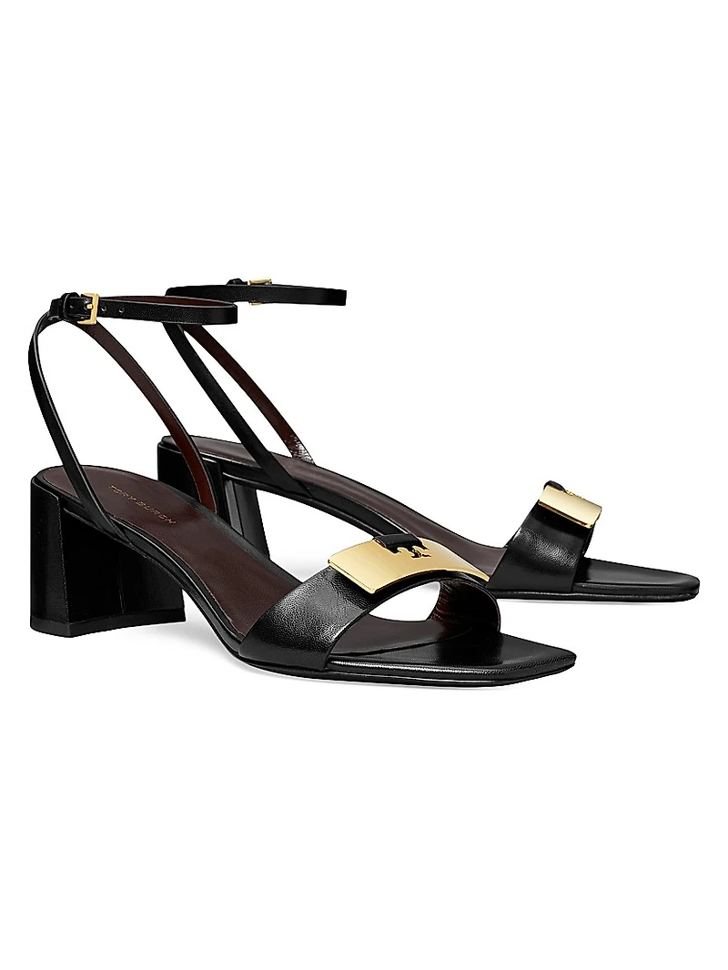 Gigi Leather Block-Heel Sandals