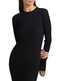 Rib-Knit Crewneck Midi-Dress