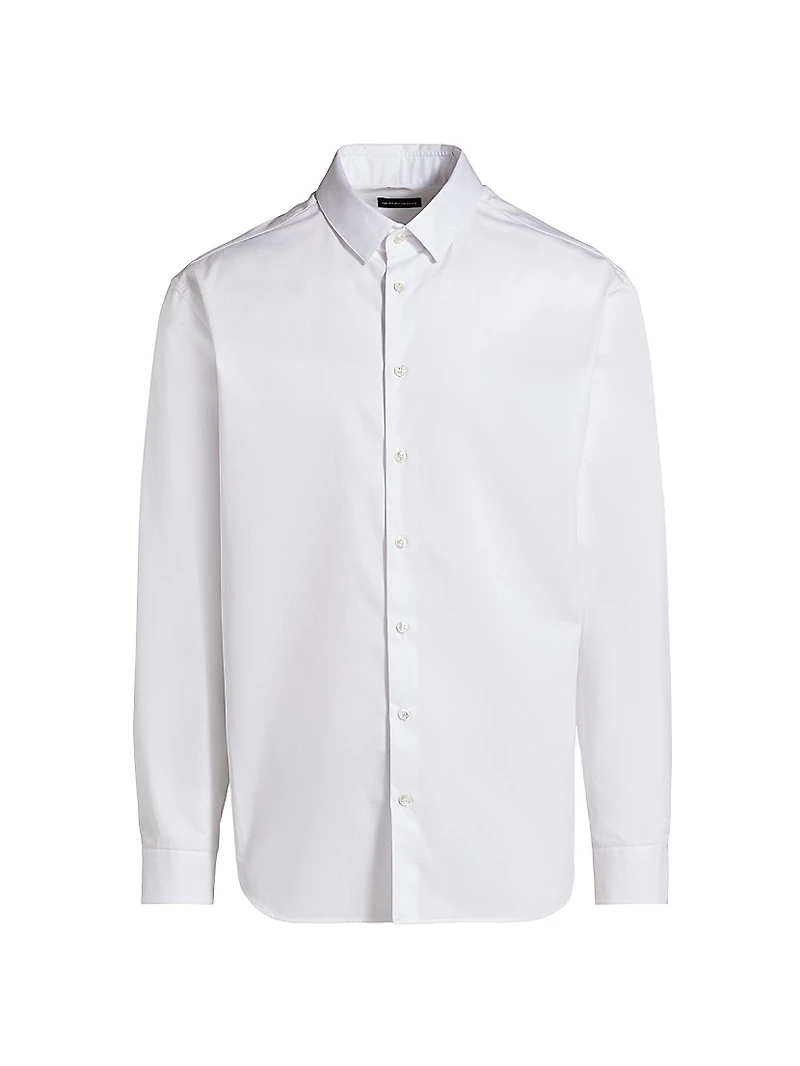 Shiny Solid Woven Cotton Shirt