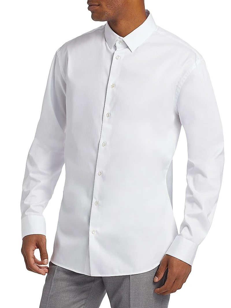 Shiny Solid Woven Cotton Shirt
