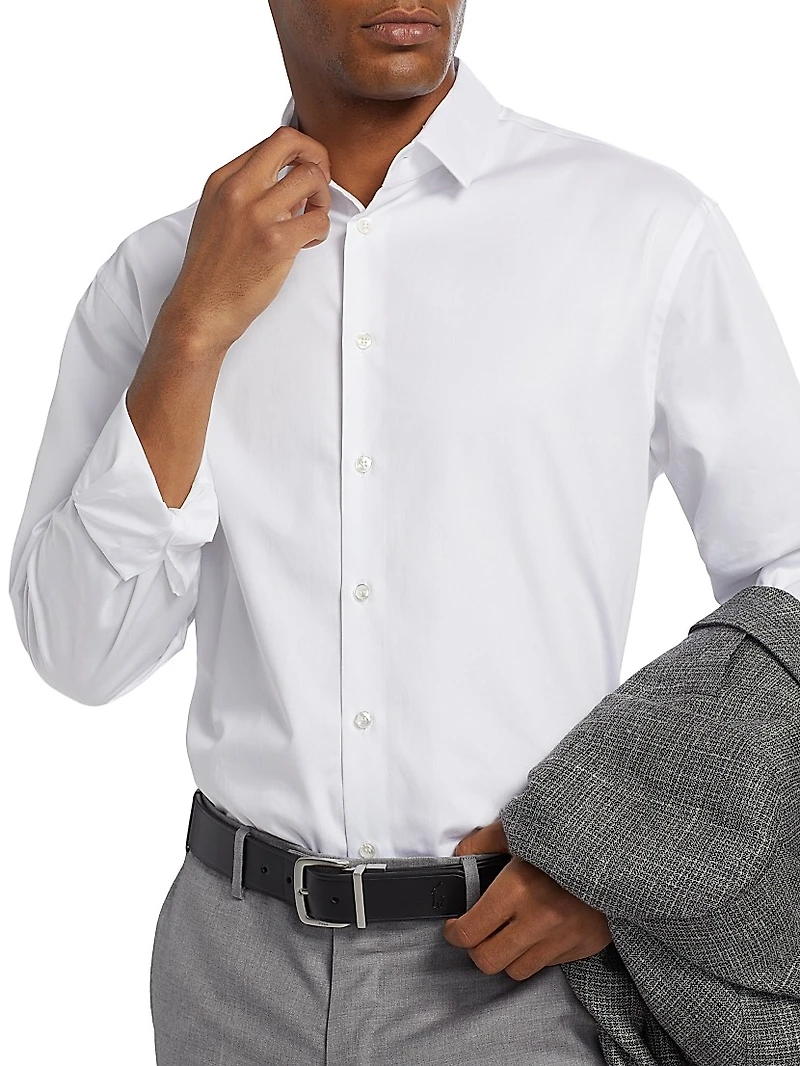 Shiny Solid Woven Cotton Shirt