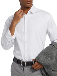 Shiny Solid Woven Cotton Shirt