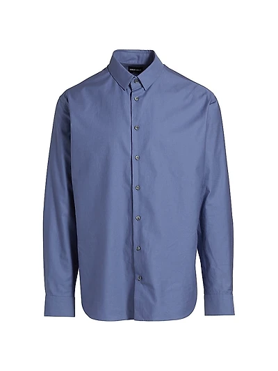 Shiny Cotton Button-Front Shirt