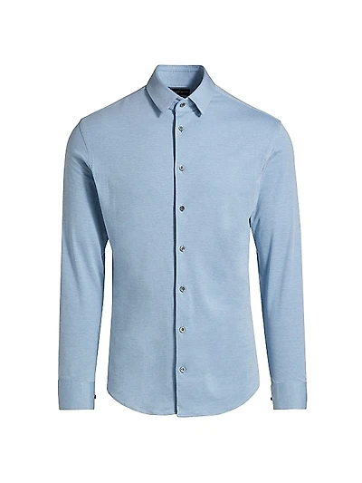Cotton-Blend Jersey Button-Front Shirt
