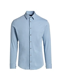 Cotton-Blend Jersey Button-Front Shirt