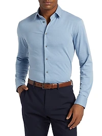 Cotton-Blend Jersey Button-Front Shirt