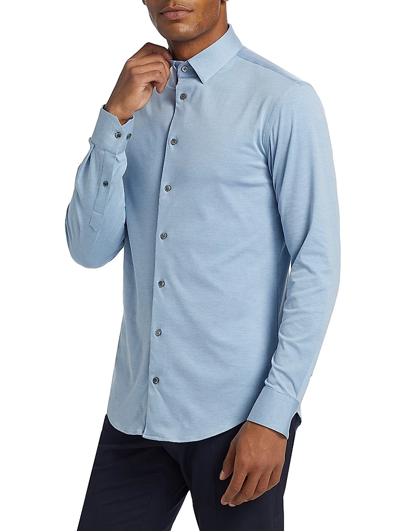 Cotton-Blend Jersey Button-Front Shirt