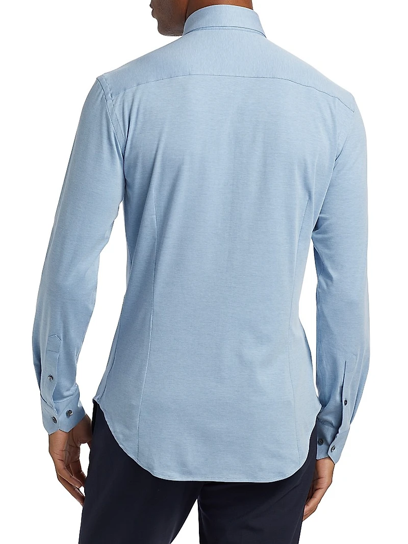 Cotton-Blend Jersey Button-Front Shirt