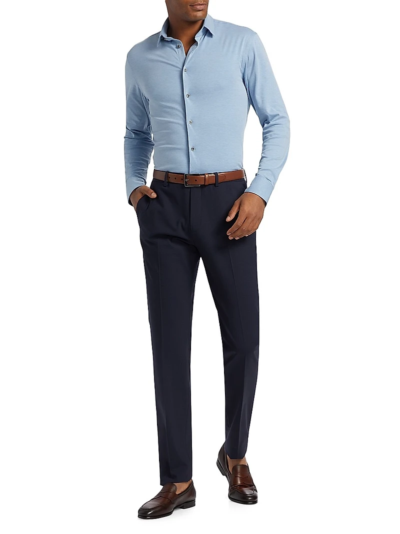 Cotton-Blend Jersey Button-Front Shirt