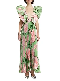 Ventoux Floral Pleated Gown
