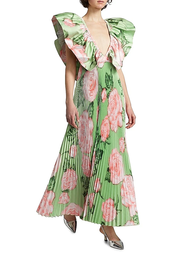 Ventoux Floral Pleated Gown