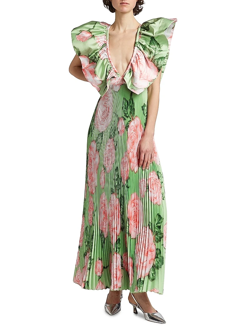 Ventoux Floral Pleated Gown