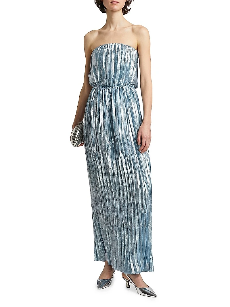 Florence Pleated Shimmer Maxi Dress