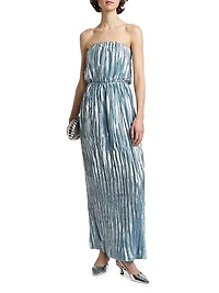Florence Pleated Shimmer Maxi Dress