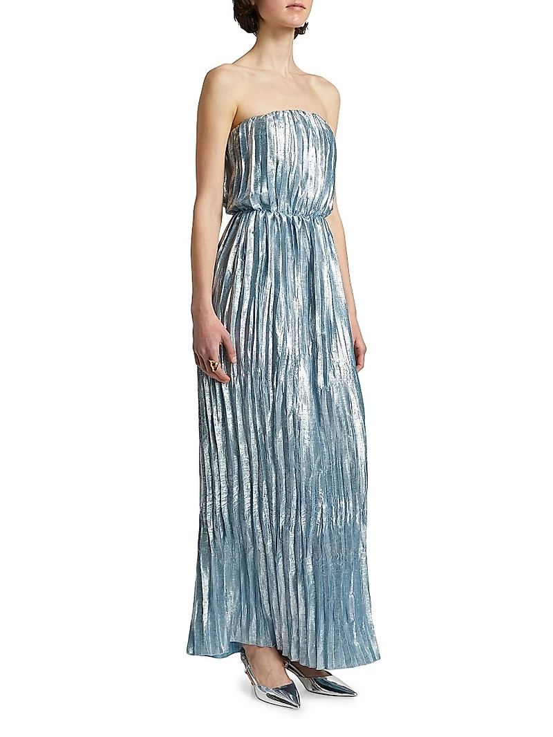 Florence Pleated Shimmer Maxi Dress