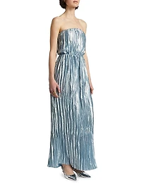 Florence Pleated Shimmer Maxi Dress