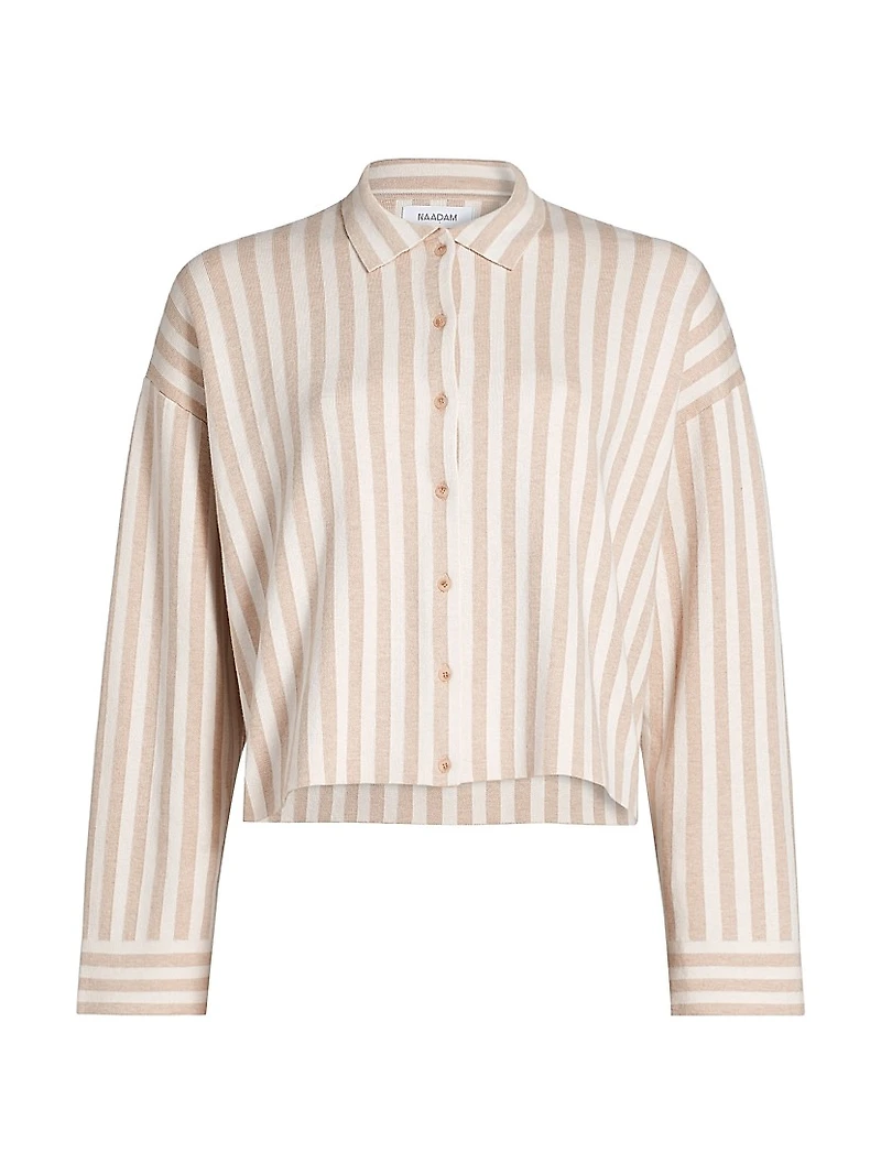 Striped Cotton-Silk Button-Up Shirt
