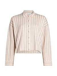 Striped Cotton-Silk Button-Up Shirt