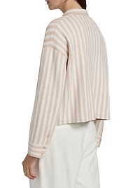 Striped Cotton-Silk Button-Up Shirt