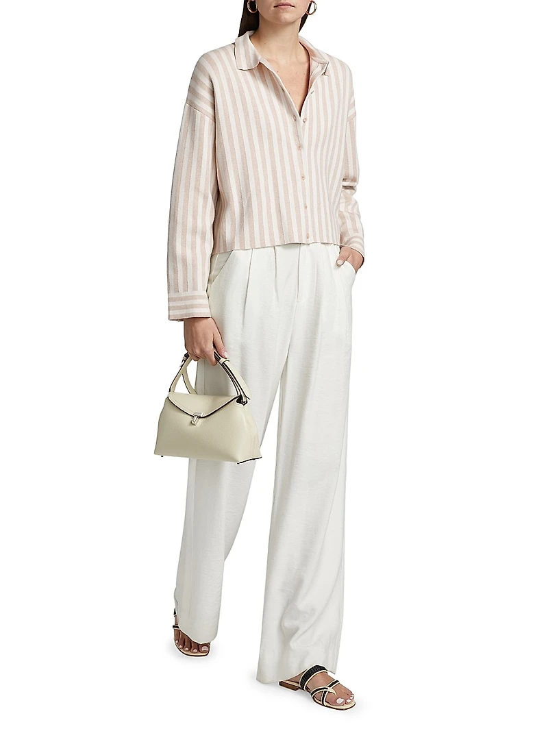 Striped Cotton-Silk Button-Up Shirt