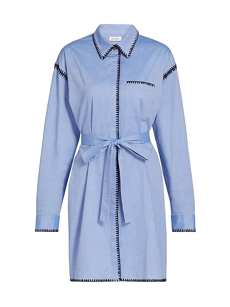 Whipstitched Belted Shirtdress