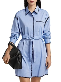 Whipstitched Belted Shirtdress