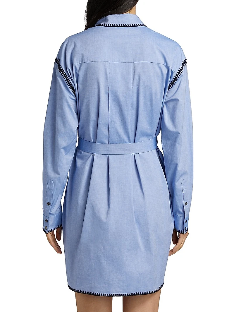 Whipstitched Belted Shirtdress
