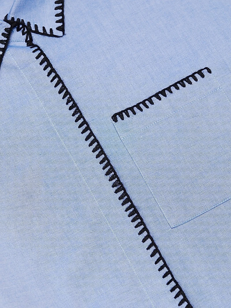 Whipstitched Belted Shirtdress