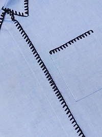 Whipstitched Belted Shirtdress