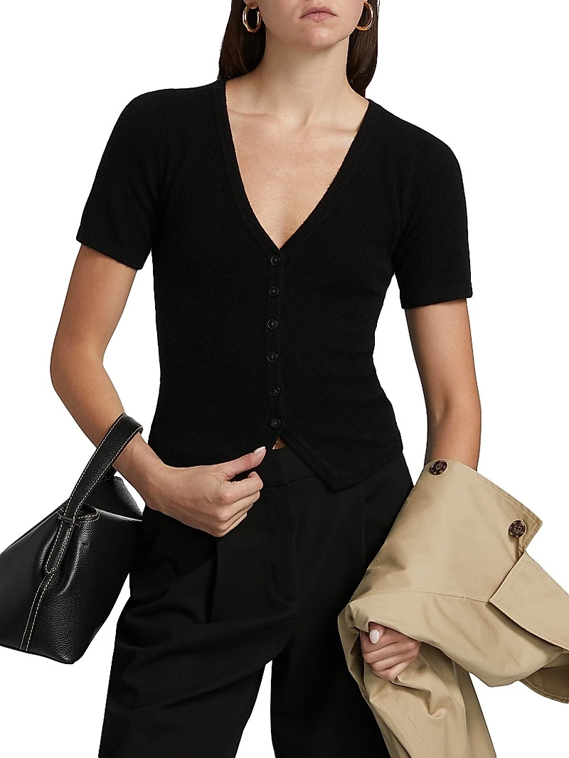 Cashmere Short-Sleeve Cardigan