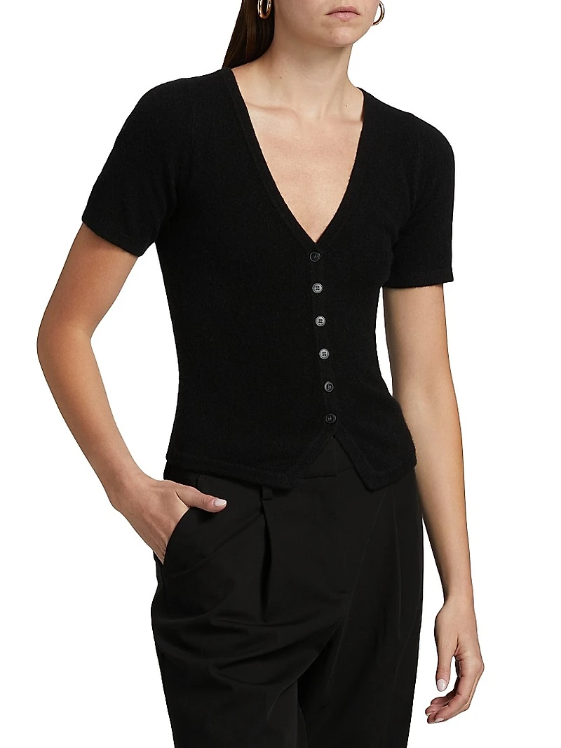 Cashmere Short-Sleeve Cardigan