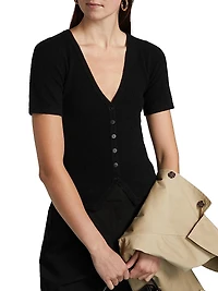 Cashmere Short-Sleeve Cardigan