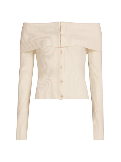 Off-The-Shoulder Wool-Cashmere Cardigan