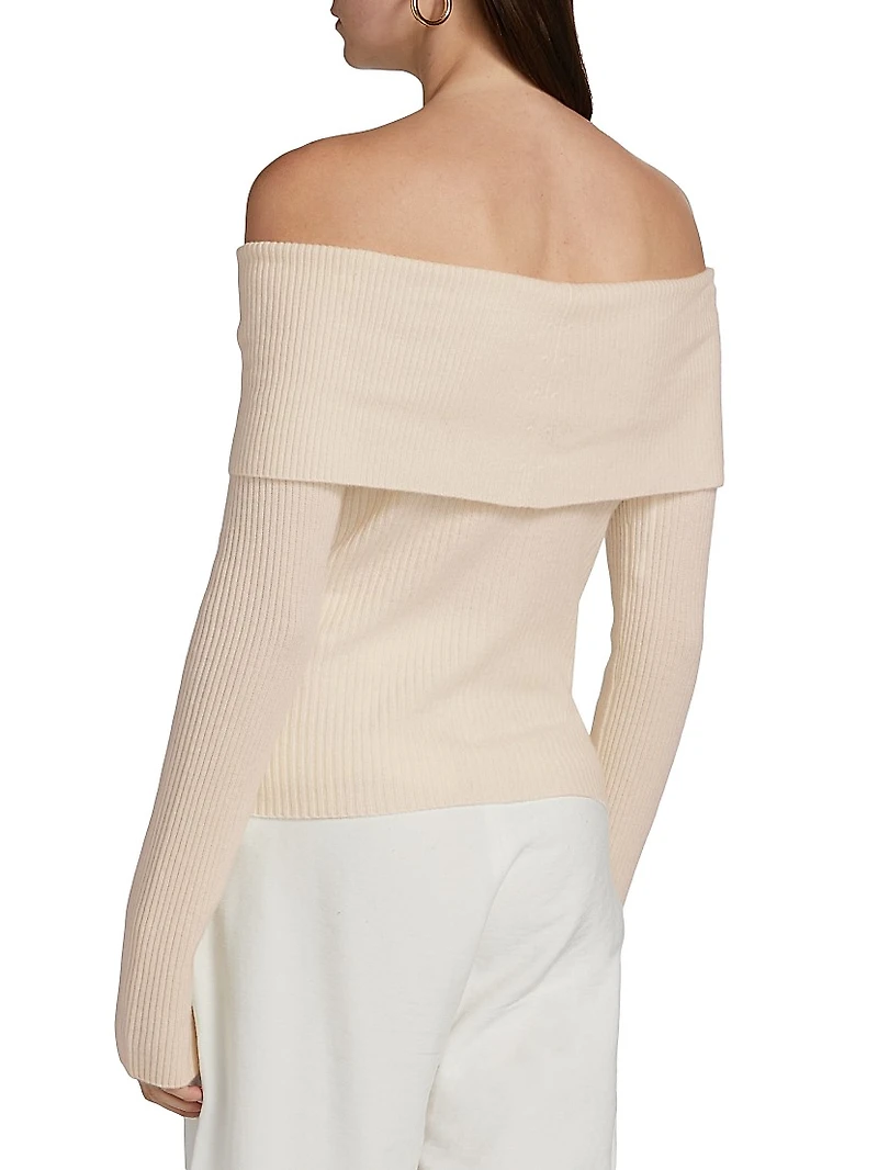 Off-The-Shoulder Wool-Cashmere Cardigan